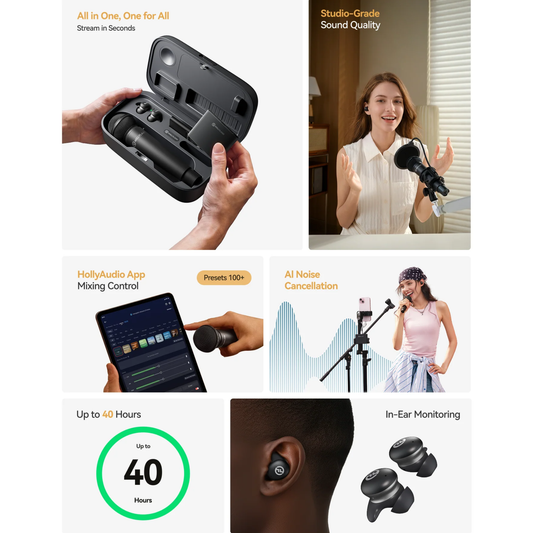 Hollyland Melo P1 (Combo/Solo/Ultimate Combo) Compact Wireless Real-Time Vocal Mixing System