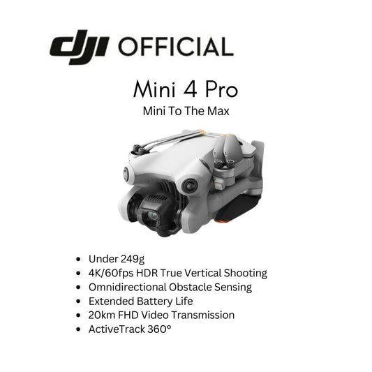 DJI Mini 4 Pro - 4K/60fps HDR True Vertical Shooting/Omnidirectional Obstacle Sensing/ActiveTrack 360°