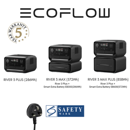 EcoFlow RIVER 3 Plus/Max/Max Plus Portable Power Station - 5 Years Local Manufacturer Warranty