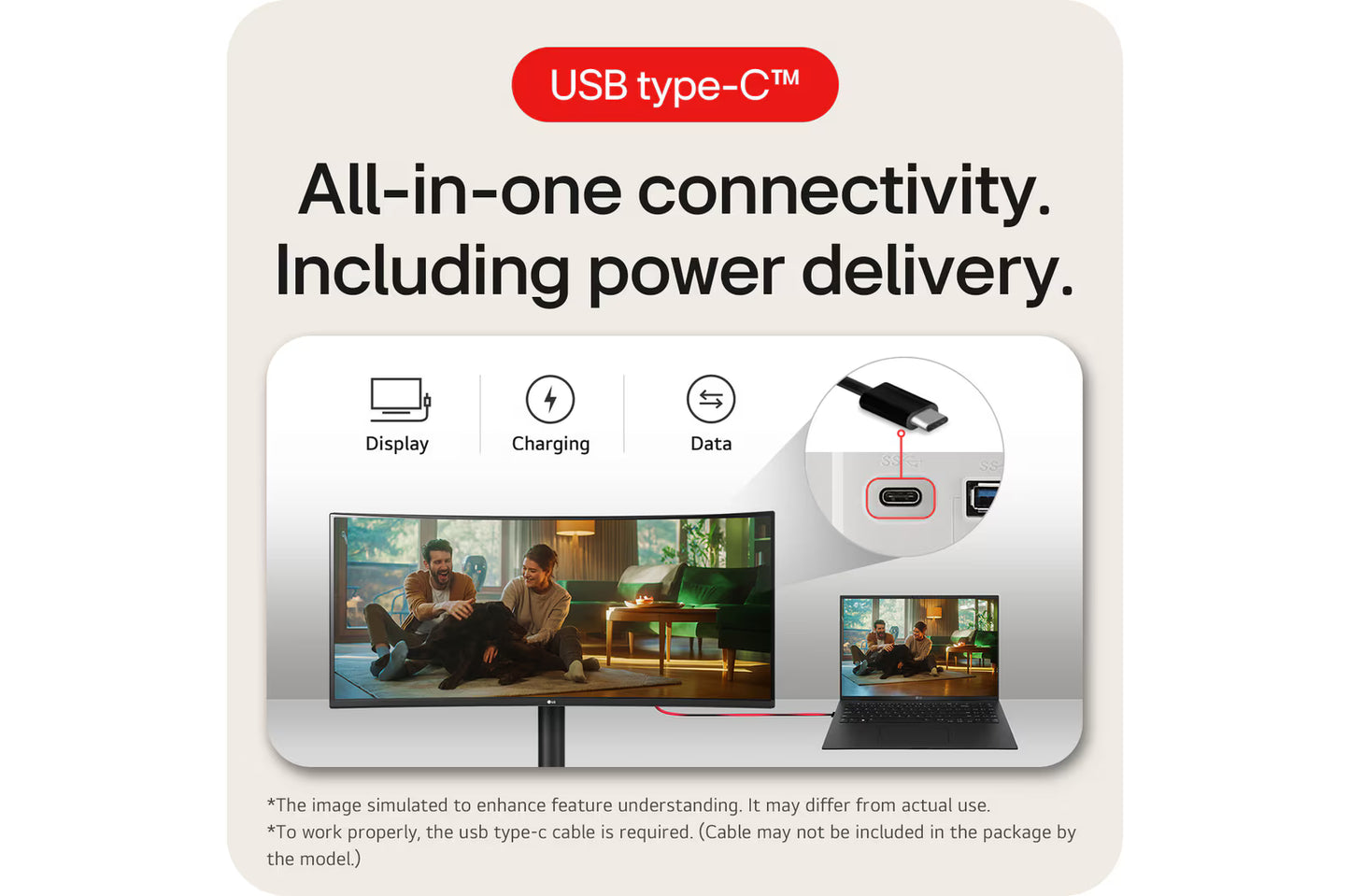 LG 34" UltraWide™ QHD Curved monitor with USB Type-C™ - 1 Year Warranty (34WR55QK-B)
