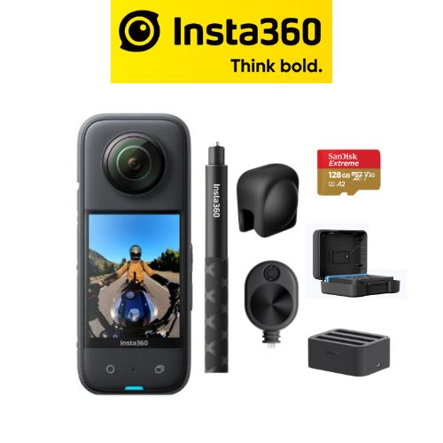 Insta360 One X3 Ultimate kit (Invisible Selfie Stick, Lens Cap, Bullet Time Cord, Battery, Charge Hub, Memory Card)