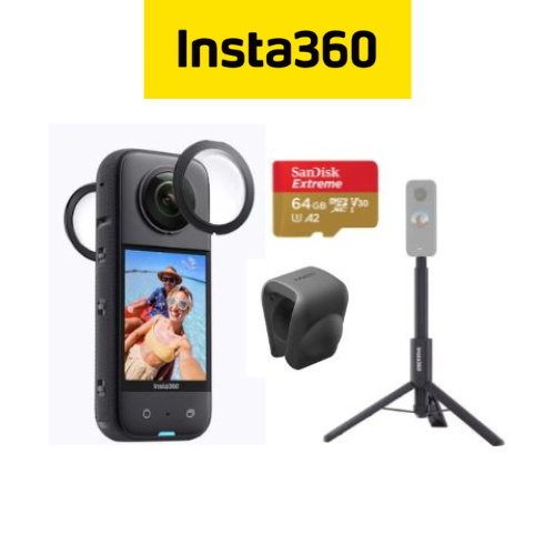Insta360 One X3 With 2in1 Invisible Selfie Stick, Lens Cap, Removable Lens Guard & MicroSD card - 1 Year Local Manufacturer Warranty