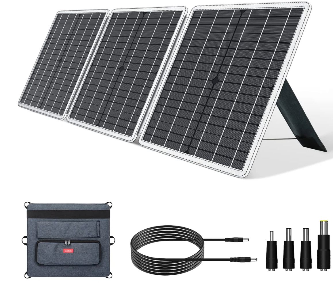 Gofort CSP18V60W (60W/18V) Portable Solar Panel/5 in 1 connector adapter kit -1 Year Warranty