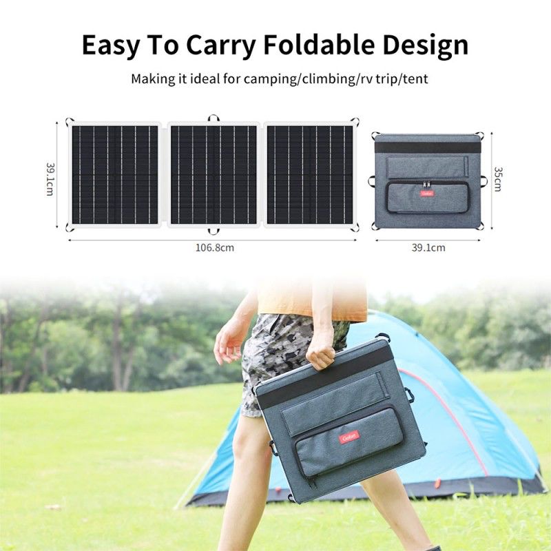 Gofort CSP18V60W (60W/18V) Portable Solar Panel/5 in 1 connector adapter kit -1 Year Warranty
