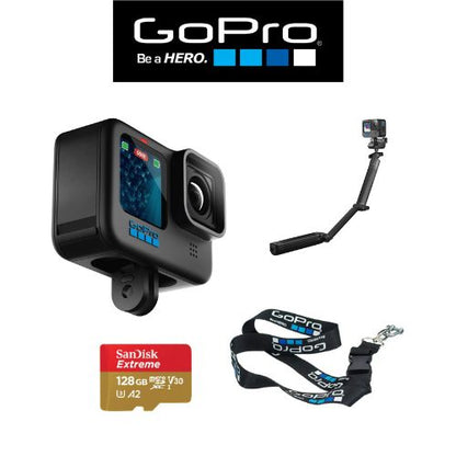 GoPro Hero10 Black With 3-Way Arm, Lanyard And 128GB Card - 1 Year Local Warranty