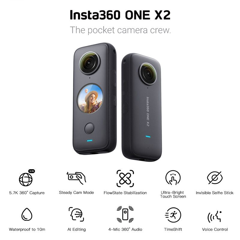 Insta360 One X2 with Invisible selfie stick and 256gb card- 1 Year Local Manufacturer Warranty