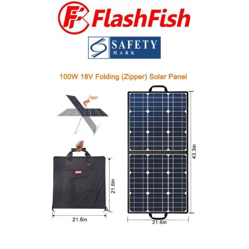 Flashfish SP18100 (18V/100W) BLACK Portable Solar Panel - 1 Year Local Warranty
