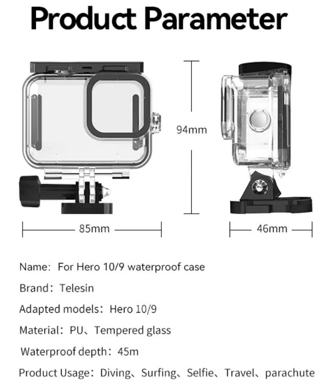 Telesin Gopro Hero Waterproof Depth Go Pro Mounts Waterproof Case