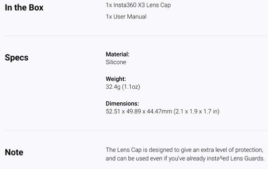 Insta360 One X3 Lens Cap