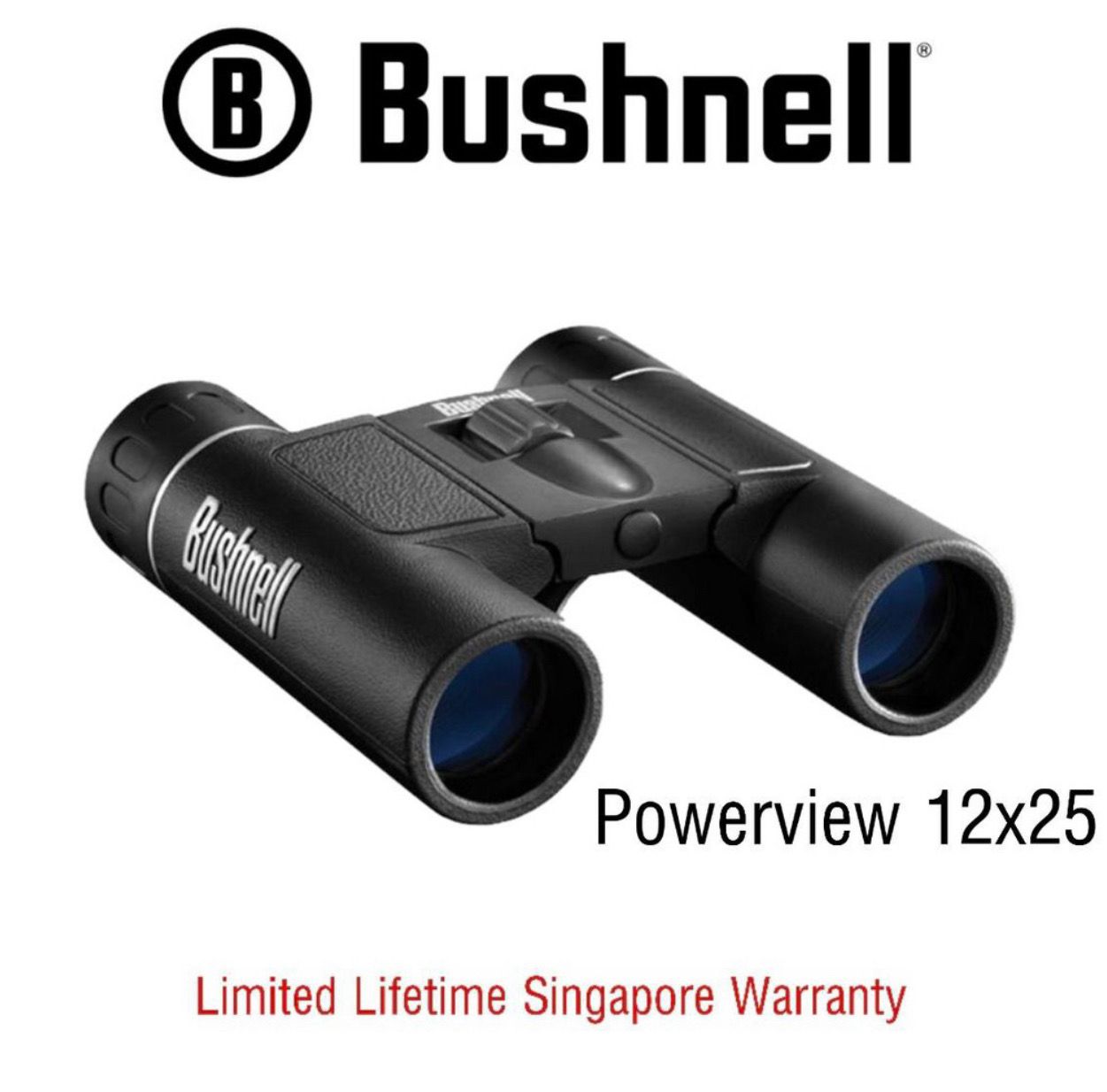 Bushnell Binoculars Powerview Roof Prism Compact 12x25 (131225) - Limited Lifetime Warranty