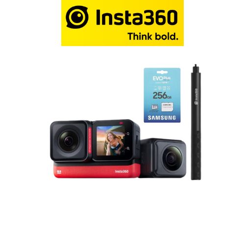 Insta360 One RS Twin Edition With Invisible Selfie Stick & MicroSD 256GB Card