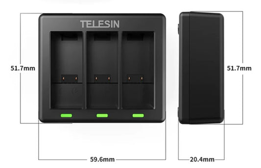 Telesin Batteries Charger with 3 Slots for Gopro Hero 9/10/11/12/13