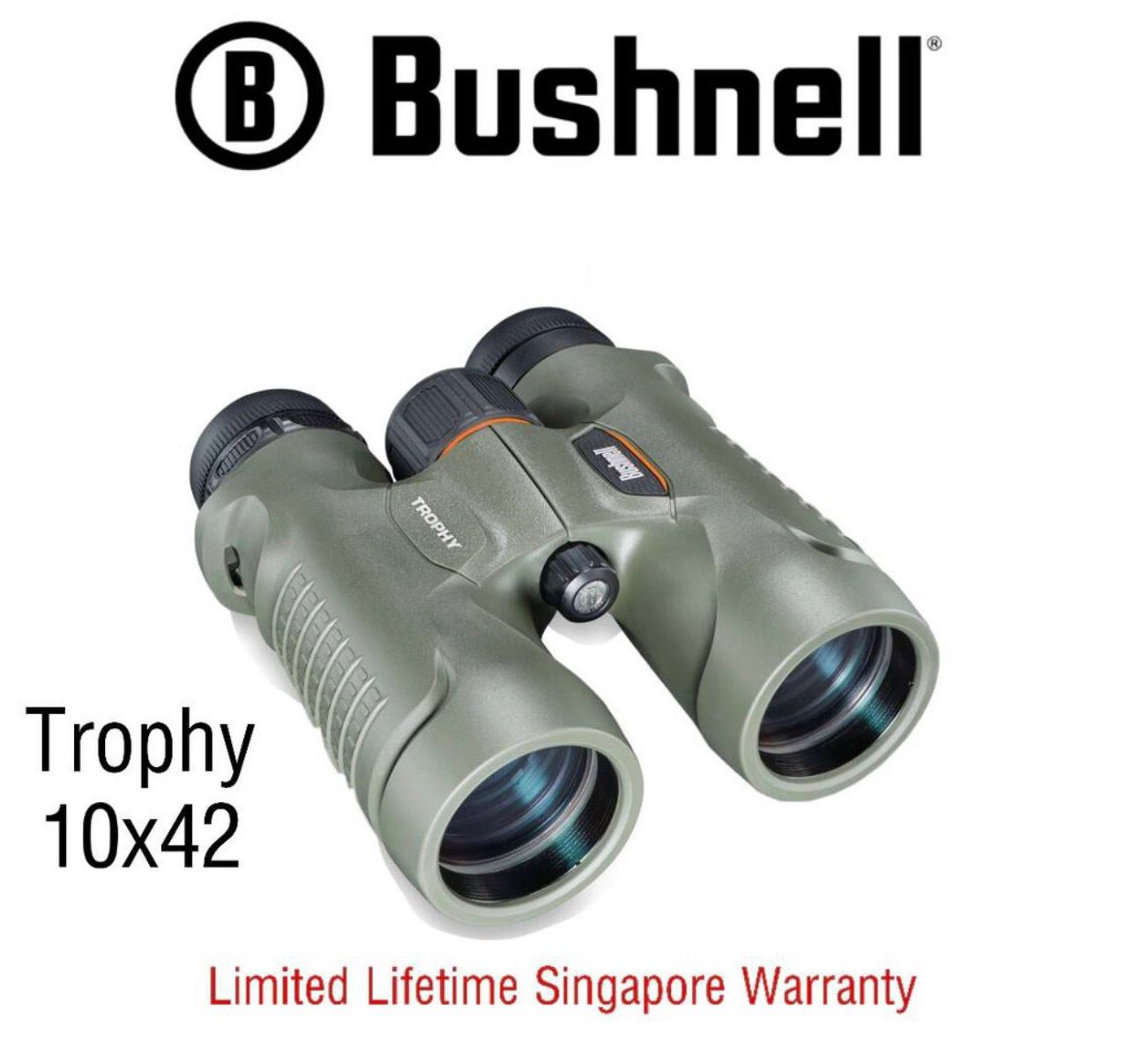 Bushnell Binoculars Trophy 10x42 (334210) - Limited Lifetime Warranty