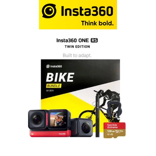 Insta360 One RS Twin Edition-Bike Bundle(FREE Invisible Selfie Stick & Sandisk 128GB microSD Card) - 1 Year Local Manufacturer Warranty