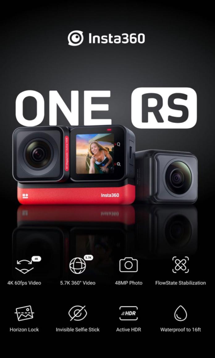 Insta360 One RS Twin Edition With Invisible Selfie Stick & MicroSD 256GB Card