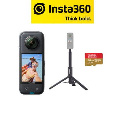 Insta360 ONE X3 With Invisible Selfie Stick & MicroSD card- 1 Year Local Manufacturer Warranty