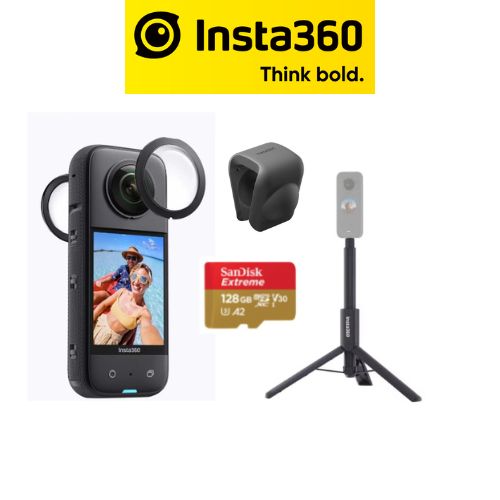 Insta360 ONE X3 With 2in1 Invisible Selfie Stick, Lens Cap, lens guard & MicroSD card - 1 Year Local Manufacturer Warranty