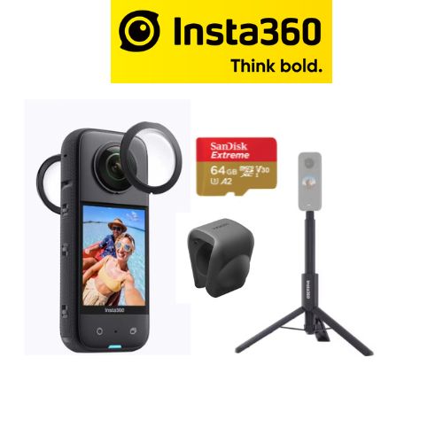 Insta360 ONE X3 With 2in1 Invisible Selfie Stick, Lens Cap, lens guard & MicroSD card - 1 Year Local Manufacturer Warranty